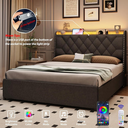 tigubfre queen size bed frame with 4 drawers showing dimensions