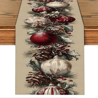 Elegant Red and White Christmas Table Runner – 13x72 Inch Holiday Table Decor by THISFIND