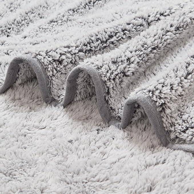 EMME Soft Sherpa Fleece Blanket Reversible Plush Fluffy Large Blanket, Light - Image 5