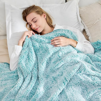EMME Soft Sherpa Fleece Blanket Reversible Plush Fluffy Large Blanket, Light - Image 4