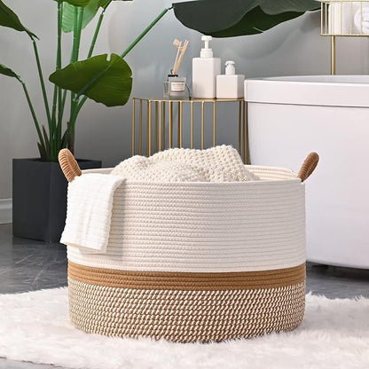 KAKAMAY Large Blanket Basket, Woven Baskets - Image 9