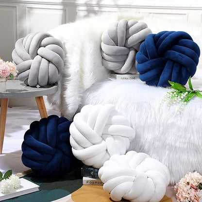 Fumete 2 Pcs 14 Inches Knot Pillow Round Throw Soft Plush Knot Ball Pillow - Image 4