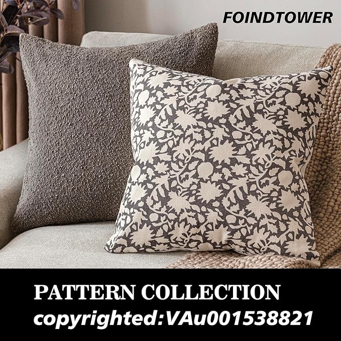 Foindtower Set of 2 Decorative Neutral Floral Throw Pillow Covers Accent - Image 3
