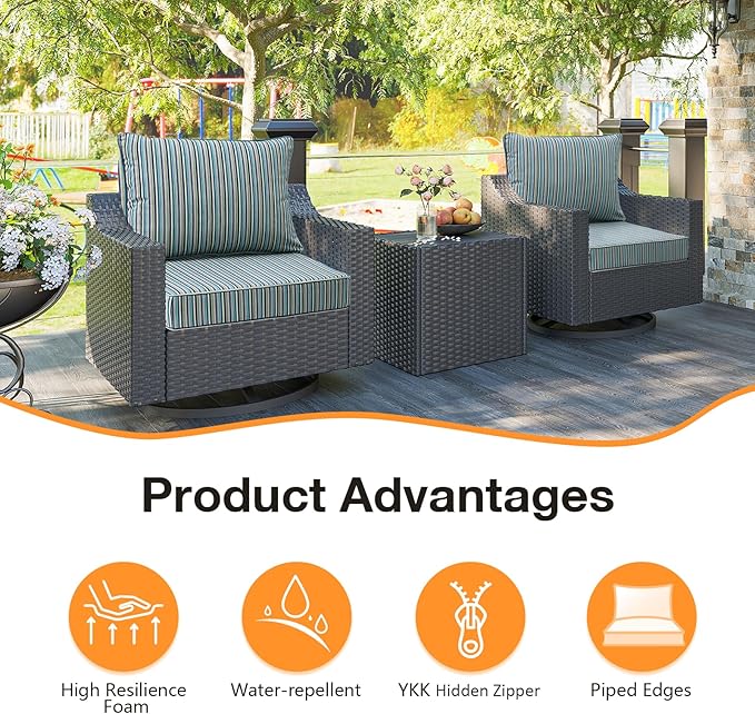 Sunbrella Outdoor Patio Chair Cushions Set, Water-Repellent, Fade Resistant - Image 3