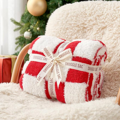 Snuggle Sac Faux Fur Checkered Blanket Twin Size - Image 6