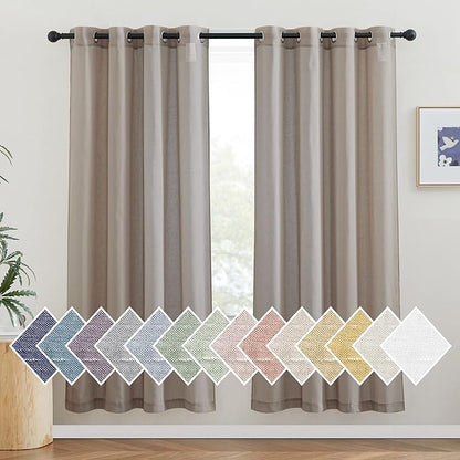 NICETOWN Linen Flax Semi Sheer Curtains 72" Length, Grommet Top Bedroom Window by NICETOWN