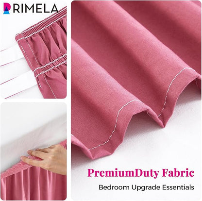 RIMELA Dusty Red Bed Skirt King Size 15 Inch Drop, Wrap Around Elastic Bedskirt - Image 8