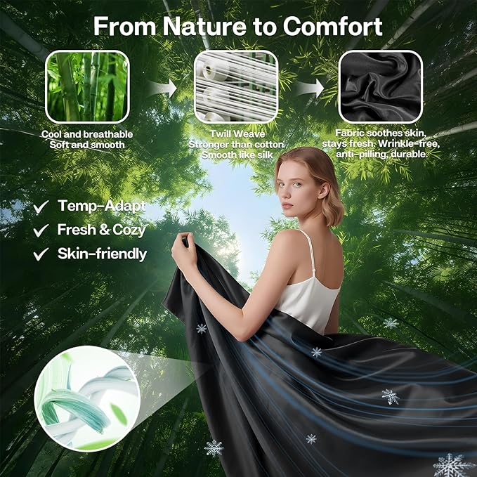 MR&HM Queen Fitted Sheet Only, Ultra-Soft Rayon Derived from Bamboo & Polyester - Image 2