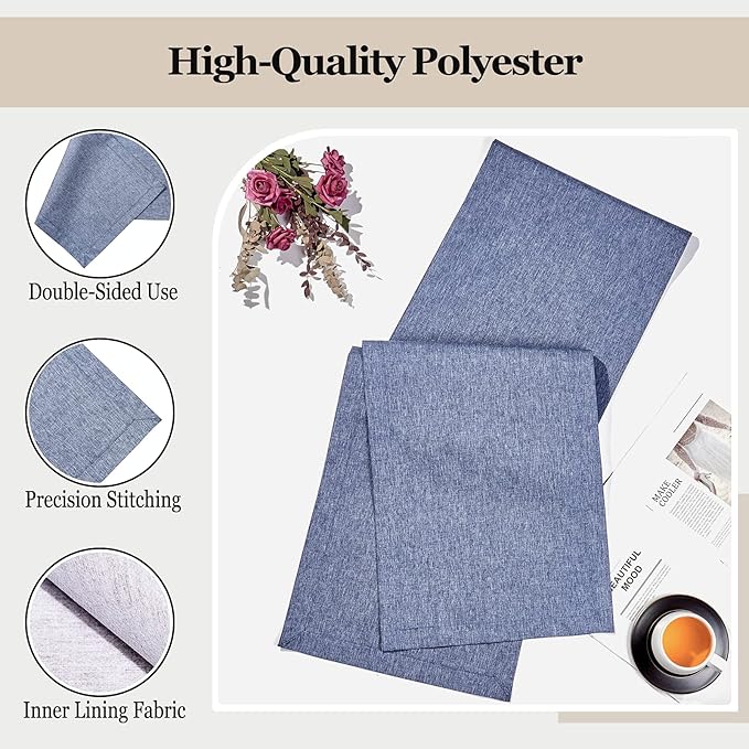 Mebakuk Linen Farmhouse Table Runner Large Burlap Style Soft and Waterproof - Image 3