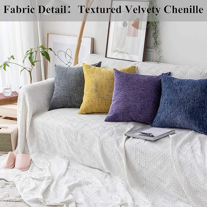 Home Brilliant Decor Throw Pillow Covers Supersoft Chenille Velvet Cushion Cover - Image 2