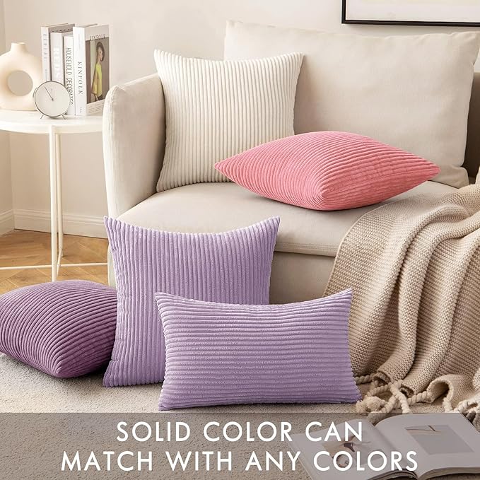 MIULEE Winter Pack of 2 Corduroy Pillow Covers Soft Soild Cushion Cases - Image 4