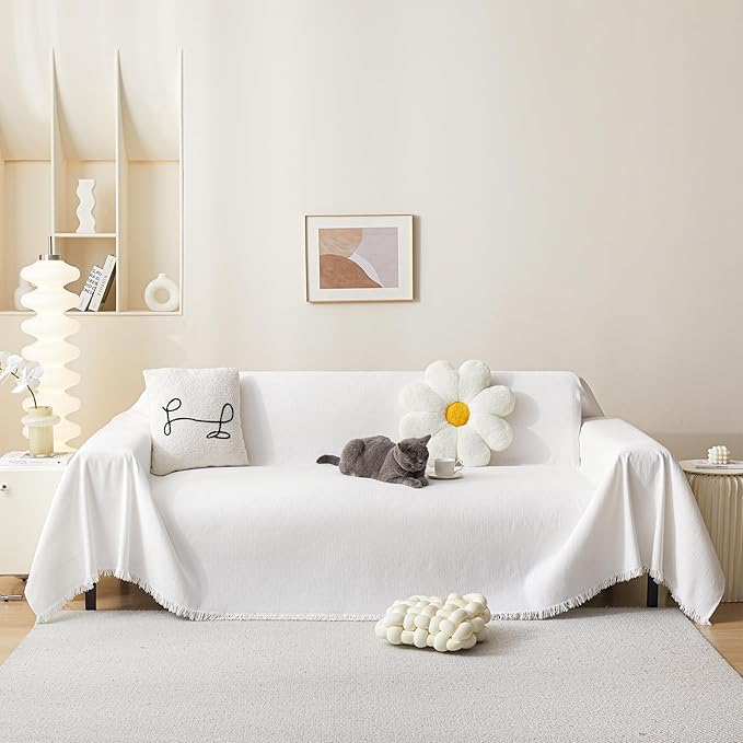 MEETSKY White Couch Cover Chenille Sofa Slipcover by MEETSKY