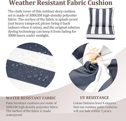 Waterproof Outdoor Chair Cushion Set of 3, Outdoor Cushions - Image 4