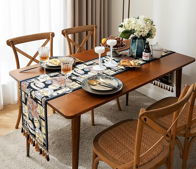 13×72 Inch Table Runner, Retro-Luxury Tassels Series - Image 2