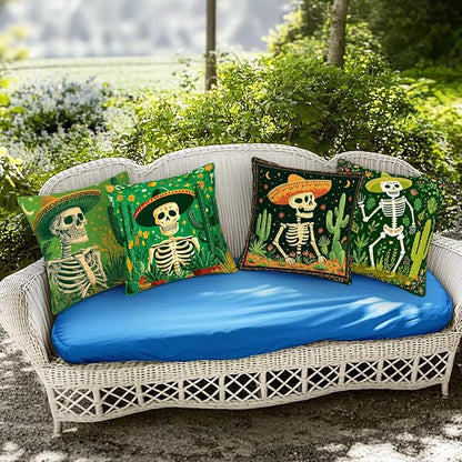 Day of The Dead Throw Pillow Covers | 18x18 Set of 4 Decorative Sugar Skull - Image 4