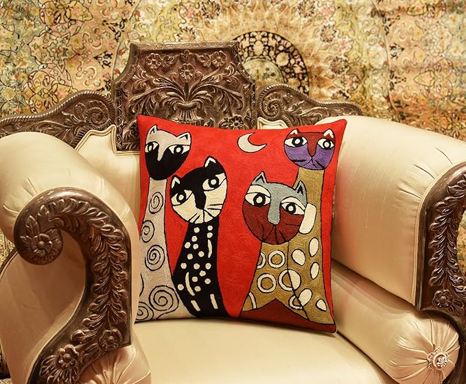 Picasso Red Cat Pillow Cover Cute Kitty Decorative Pillowcase Abstract Cushion - Image 2
