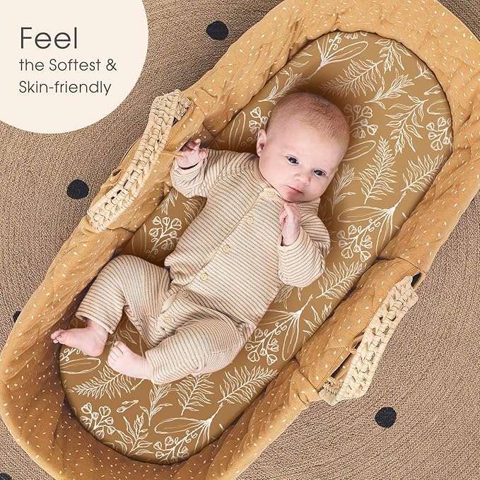 GRSSDER Stretchy Ultra Soft Fitted Bassinet Sheet Set 2 Pack, Universal Fit - Image 6