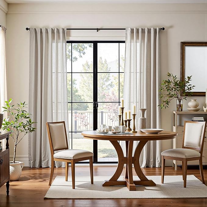 jinchan Linen Blend Curtains 84 inch Length 2 Panels - Image 2