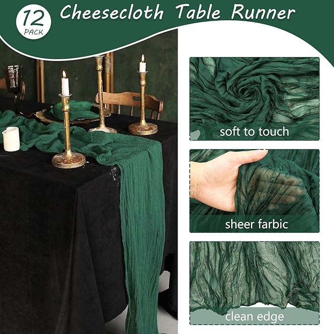 12 Pack 10Ft Cheesecloth Table Runner 35x120 Inch Boho Gauze Table Runner - Image 4