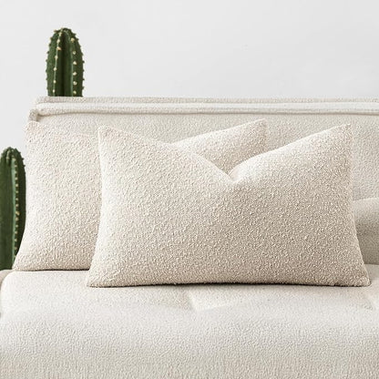 Woaboy Pack of 2 12x20 Inch Decorative Boucle Throw Pillow Covers Textured by Woaboy