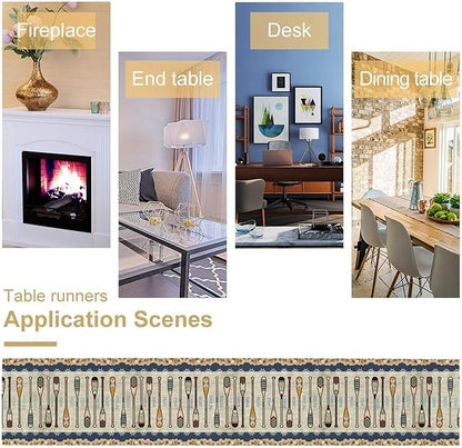 Lake Summer Paddle Nautical Table Runner Stripes Wood Grain Farmhouse Kitchen - Image 6
