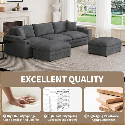 115" U Shaped Cloud Sofa Couch - Image 7