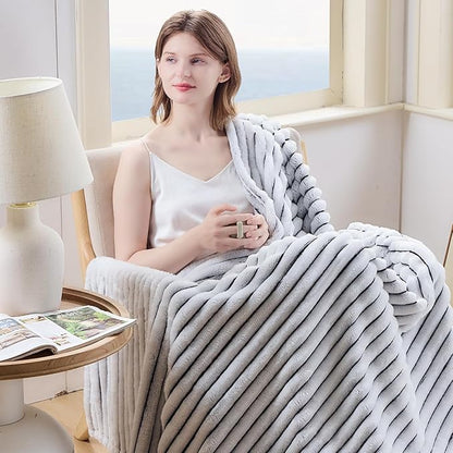 NEWCOSPLAY Super Soft Throw Blanket Black and White Premium Silky Flannel - Image 2