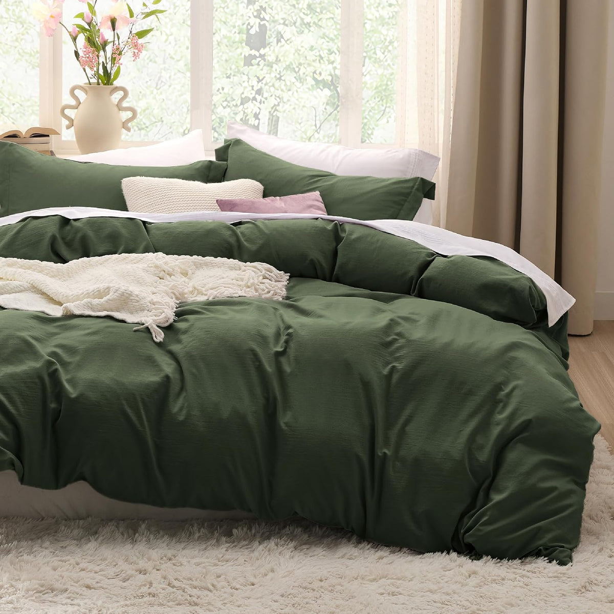 bedsure prewashed duvet cover king, cotton-like bedding set, main product view