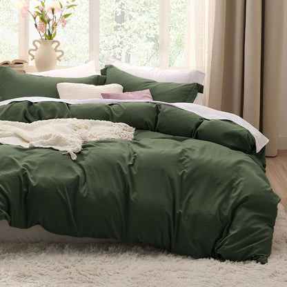 bedsure prewashed duvet cover king, cotton-like bedding set, main product view