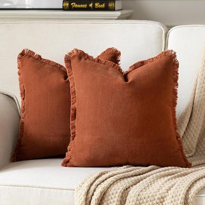 Set of 2 Decorative Fringe Throw Pillow Covers Chenille Pillow Covers Elegant by Joyouth