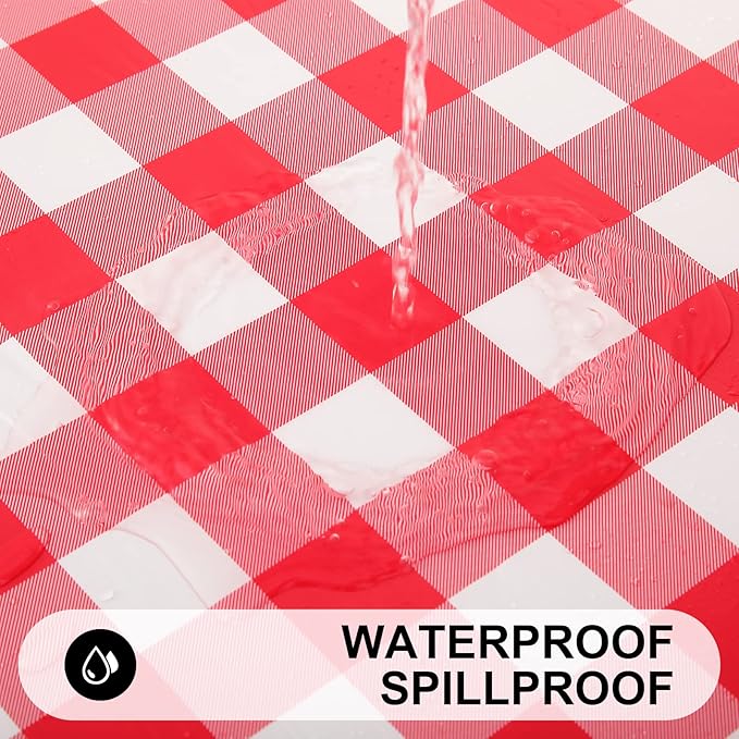 Smiry Rectangle Picnic Table Cloth, Elastic Waterproof Fitted Vinyl Tablecloths - Image 3