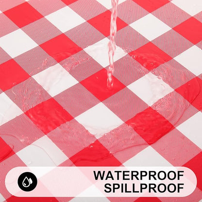 Smiry Rectangle Picnic Table Cloth, Elastic Waterproof Fitted Vinyl Tablecloths - Image 3