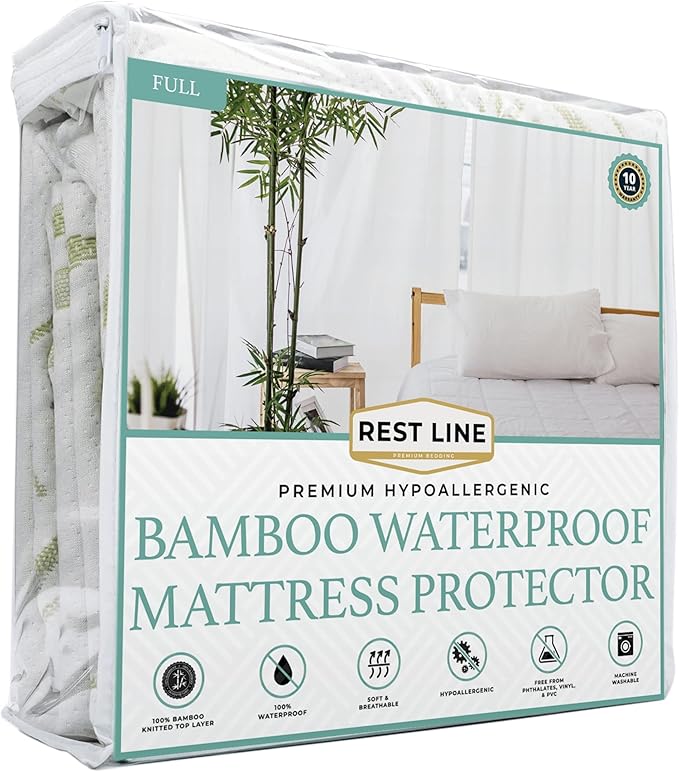 Full Size | Waterproof Mattress Protector | Hypoallergenic, Cooling Mattress by RestLine