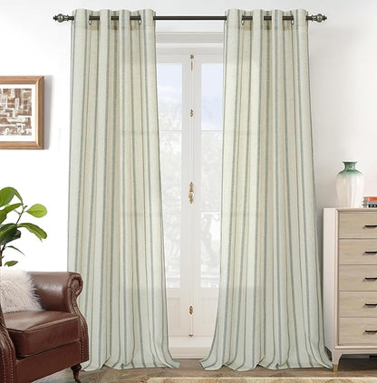 DriftAway Farmhouse Vertical Striped Linen Blend Textured Light Filtering Semi by DriftAway
