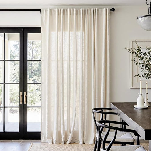 jinchan Beige Linen Blend Curtain 90 Inches Length 1 Panel by JINCHAN