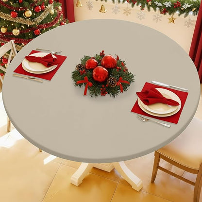 Round Spandex Tablecloth, Elastic Fitted Waterproof Tablecloths by Moosfor