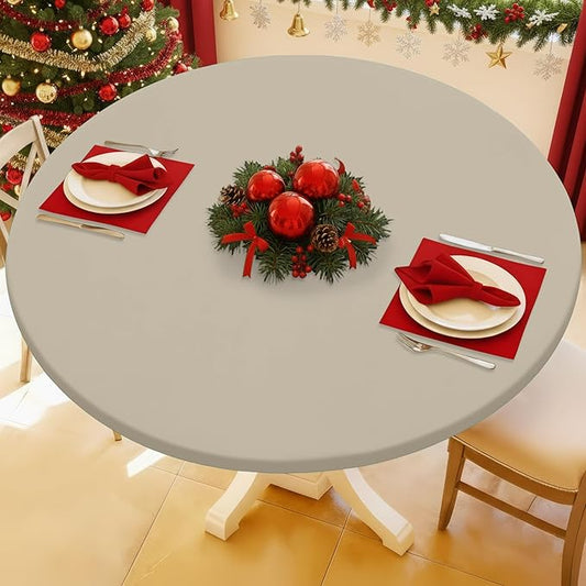 Round Spandex Tablecloth, Elastic Fitted Waterproof Tablecloths by Moosfor