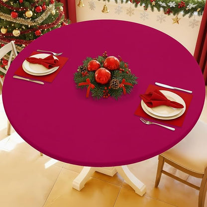 Round Spandex Tablecloth, Elastic Fitted Waterproof Tablecloths by Moosfor