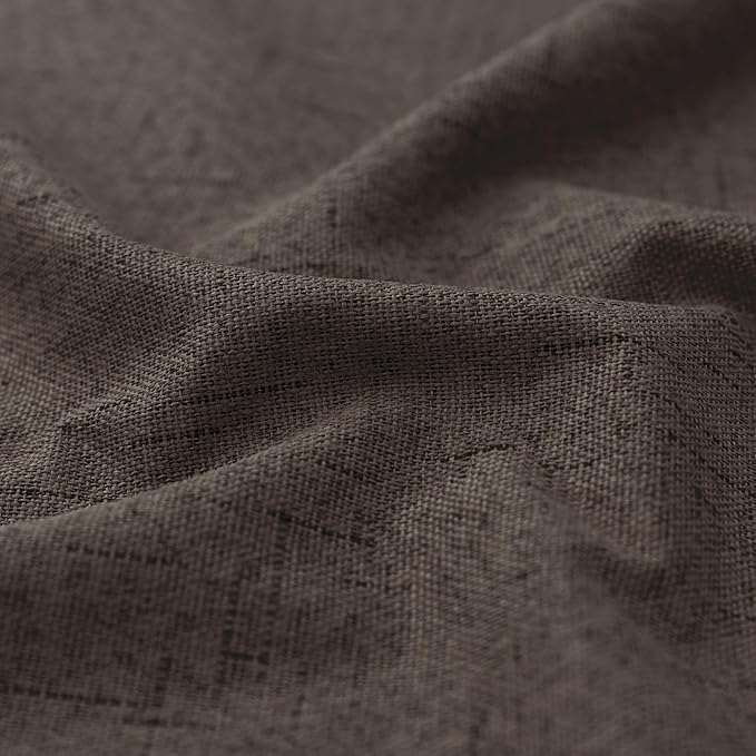 KOUFALL Brown Curtains 96 Inches Long 2 Panels Set Black Out Linen Blackout - Image 9