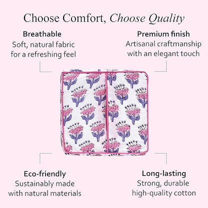 CPC Pink Sapphire Hand Block Printed Cotton Tissue Box Cover 5" x 5" x 5.5" - Image 7