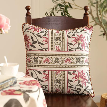 patdrea Designer Throw Pillow Covers 18X18 Inches, Vintage Red Linen Pillowcases - Image 2