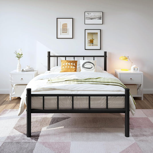 zizin twin size metal bed frame with headboard, main product view