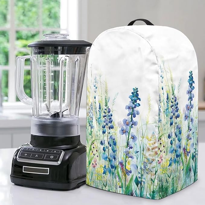 Blue Lavender Floral Kitchen Blender Cover Food Processor Dust Cover by NETILGEN