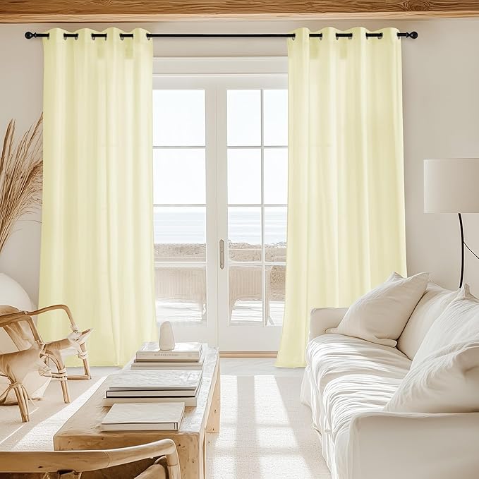 NICETOWN Non-See-Through Privacy Beige Sheer Curtains 72 inches Long 2 Panels - Image 9