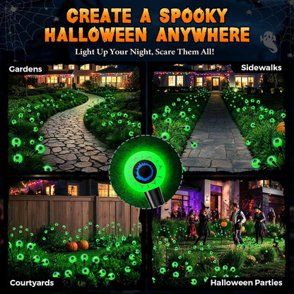 Halloween Decorations Outdoor, 6Pack 48 LEDs Solar Eyeball Lights