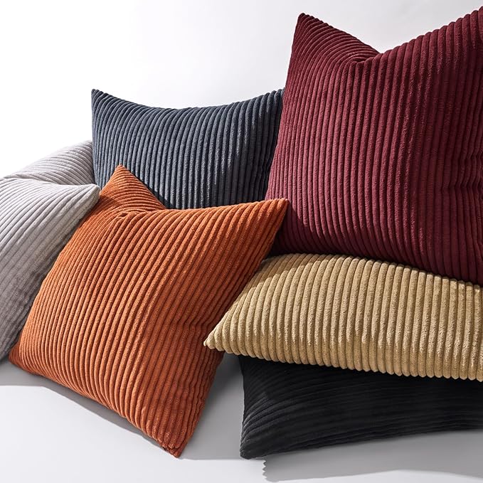 MIULEE Winter Pack of 2 Corduroy Soft Soild Decorative Square Christmas Throw - Image 7