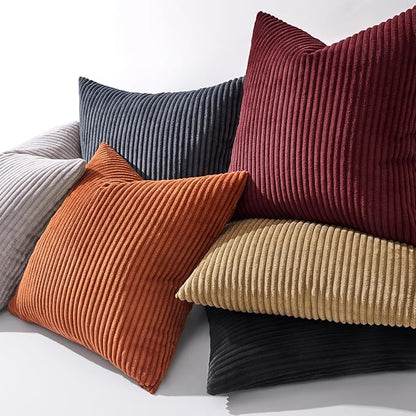 MIULEE Winter Pack of 2 Corduroy Soft Soild Decorative Square Christmas Throw - Image 7
