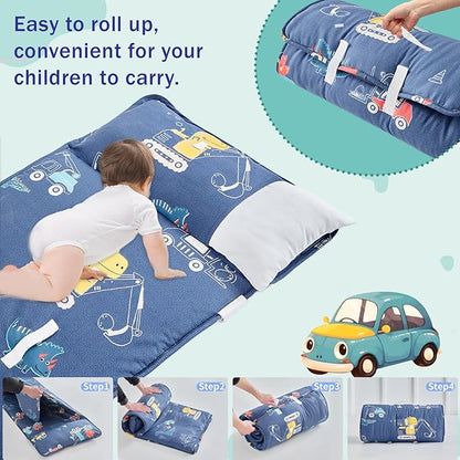 Toddler Nap Mat with Removable Pillow, Ultra Soft Slumber Bags - Image 3