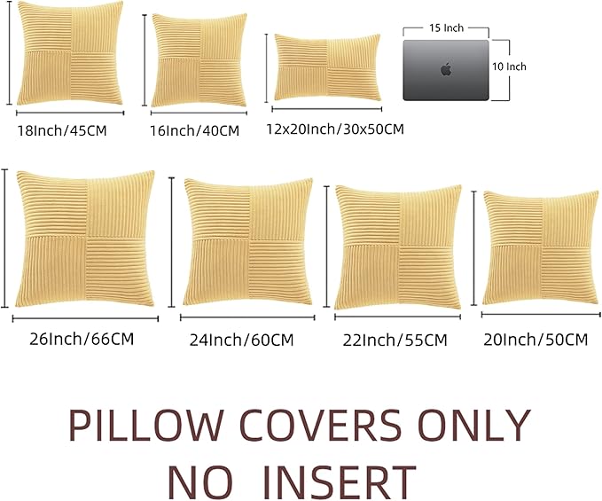 Fancy Homi 2 Packs Yellow Decorative Throw Pillow Covers 16x16 Inch - Image 7