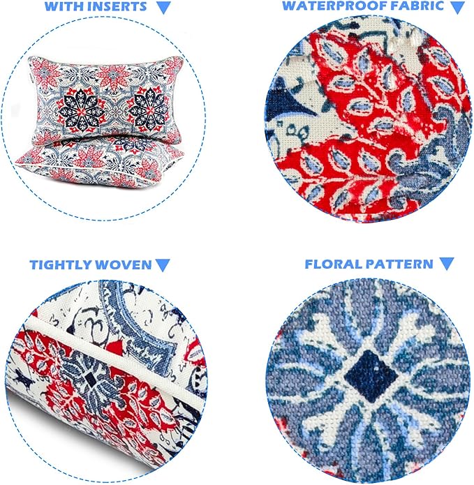 JMGBird Outdoor Lumbar Pillows Pack of 2 Outdoor Decorative Pillows - Image 3